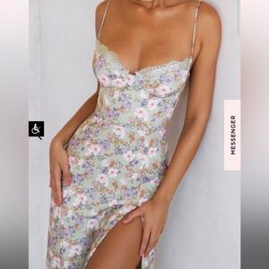 House of CB Floral Lace Trim Midi Dress